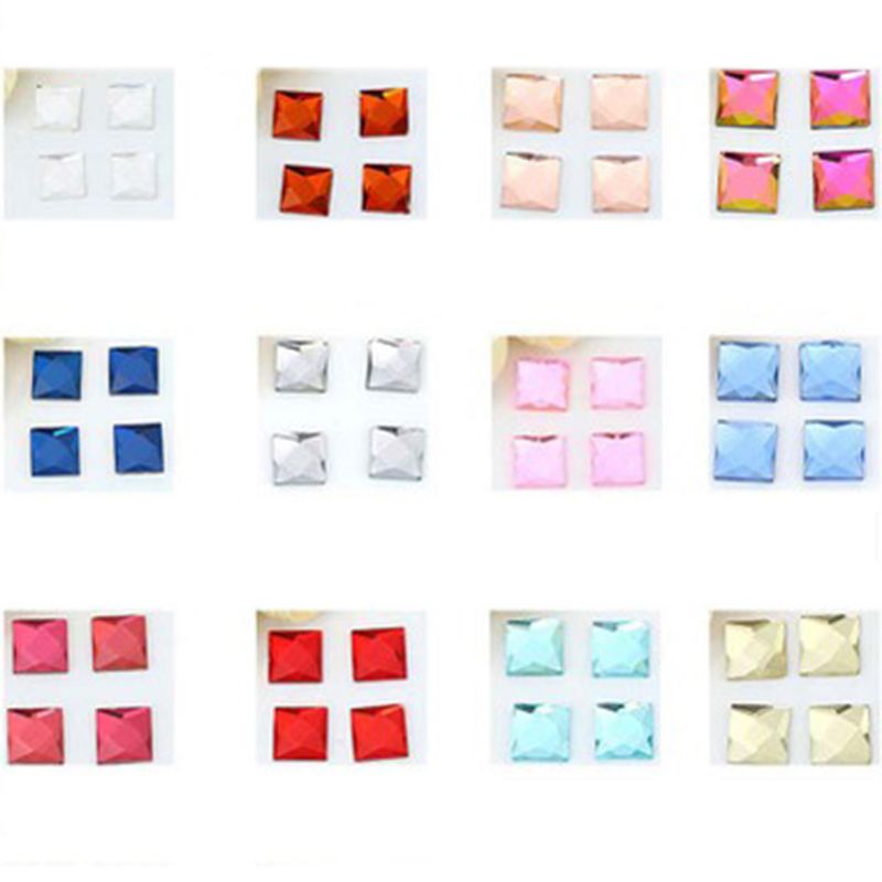 20-100Pcs/bag Super Flash Flat Bottom Glass Rhinestones Square Crystal Affixed Drill Point Back Glue Rhinestone Bead Decals Nail Art Diy Decoration