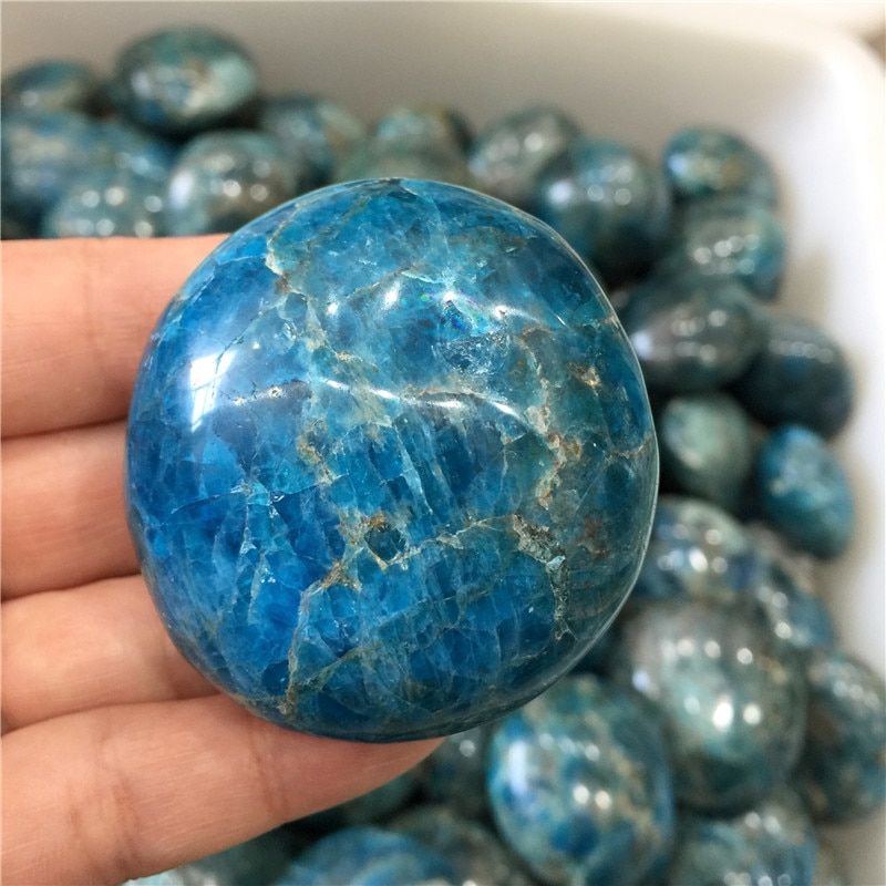1pcs Natural Blue Apatite Palm Stone Raw Gemstone Crystal Meditation Healing Energy Mineral