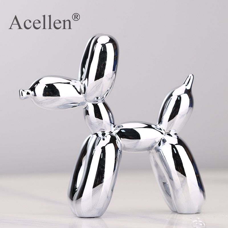 s Figurine Resin Cute Shiny Balloon Shape Statue Art Sculpture Figurine Craftwork Home Decor with Antiskid Mat Lucky