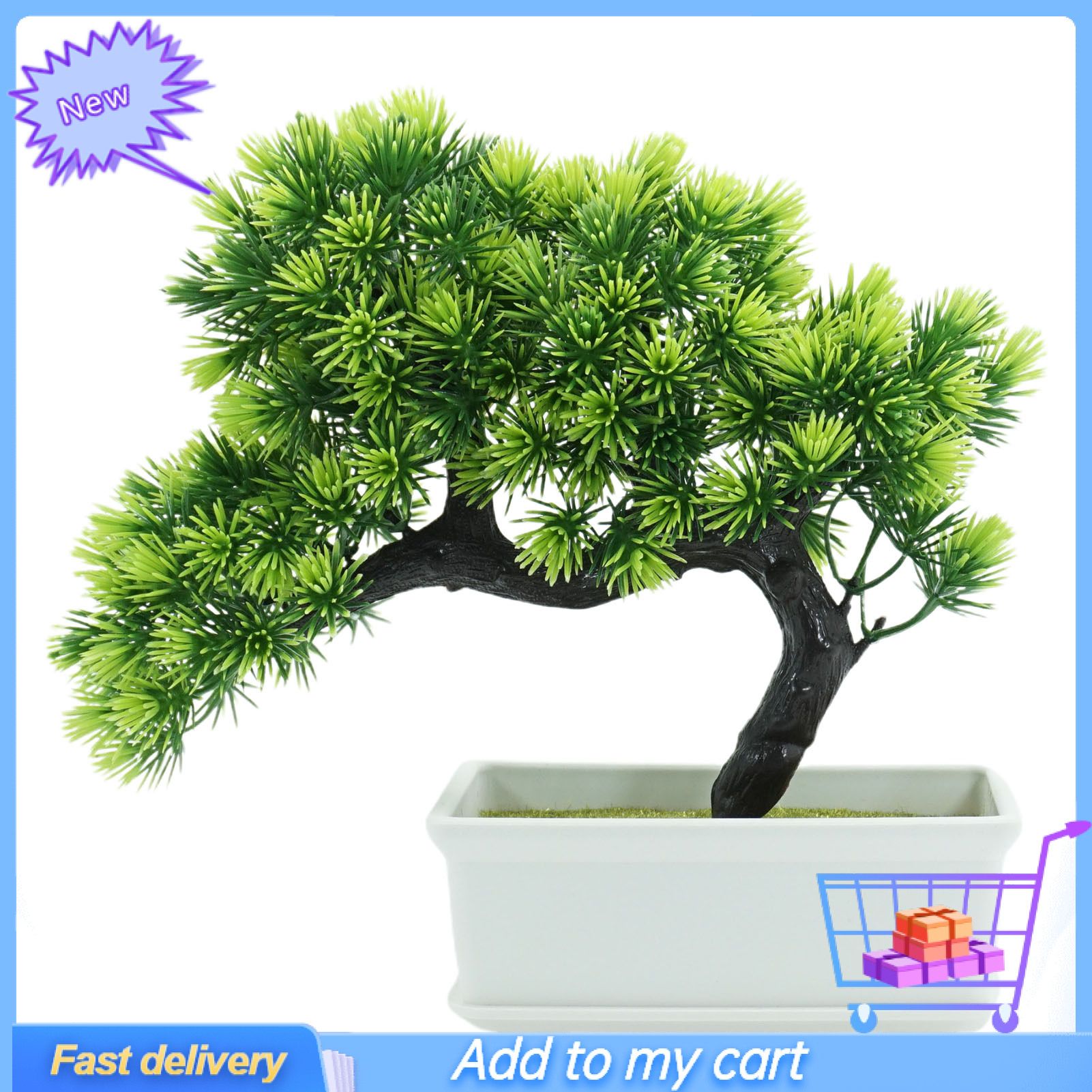 1 Set  Bonsai  Pine Easy Maintenance Plastic Table Potted Ornaments Home Decor