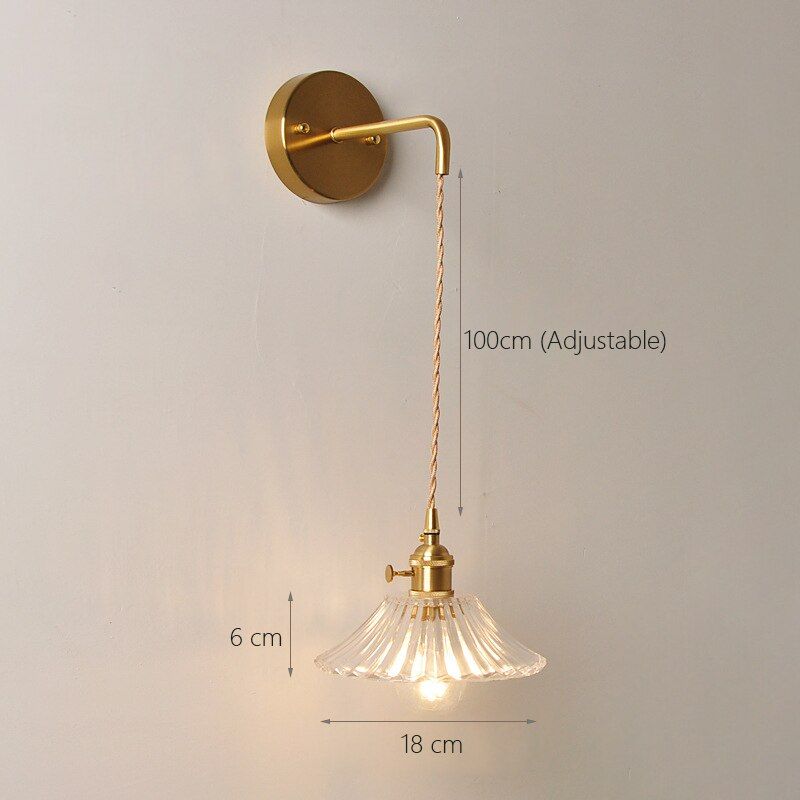 Japanese Hanging Sconce Wall Lamp Glass for Home Bedroom Decoration Mounted Modern Led Bedside Reading Light Fixtures Iron E27