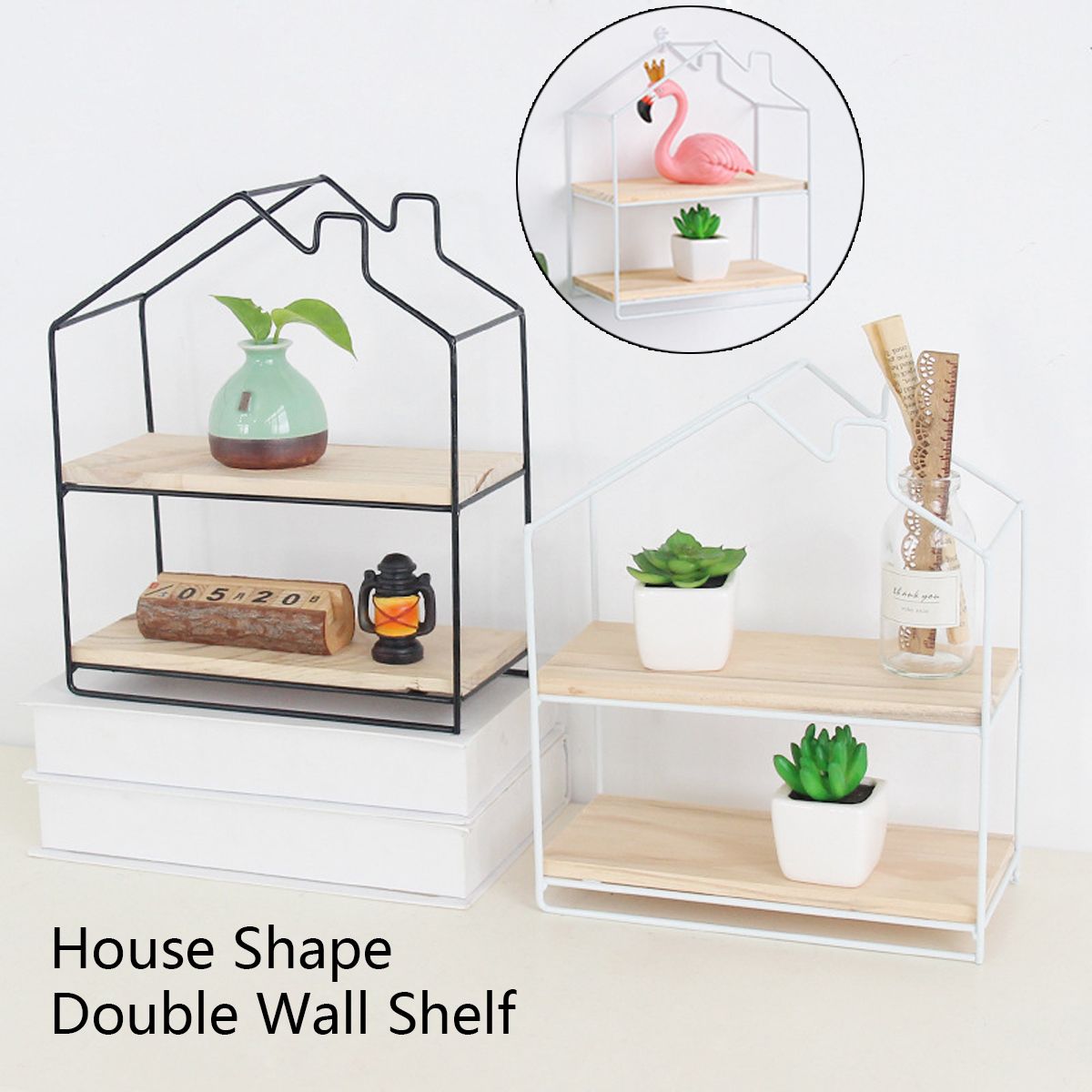 28.5x24.5x11.5cm Multifunctional Home Geometric Shape Wall Mount Shelf Storage Rack DIY Hanging Home Decor Iron Holder