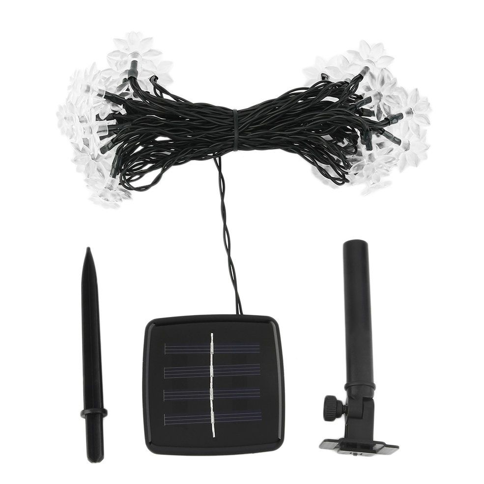LED Lights String Outdoor Lights Solar String Large Lotus Shaped Covers