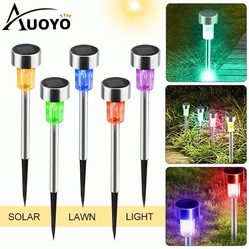 Auoyo PACK OF 5 LED Solar Garden Light Outdoor Lighting  Solar Lawn Light Landscape Pathway Light Path Yard Lamp for Fence Patio Walkway Driveway