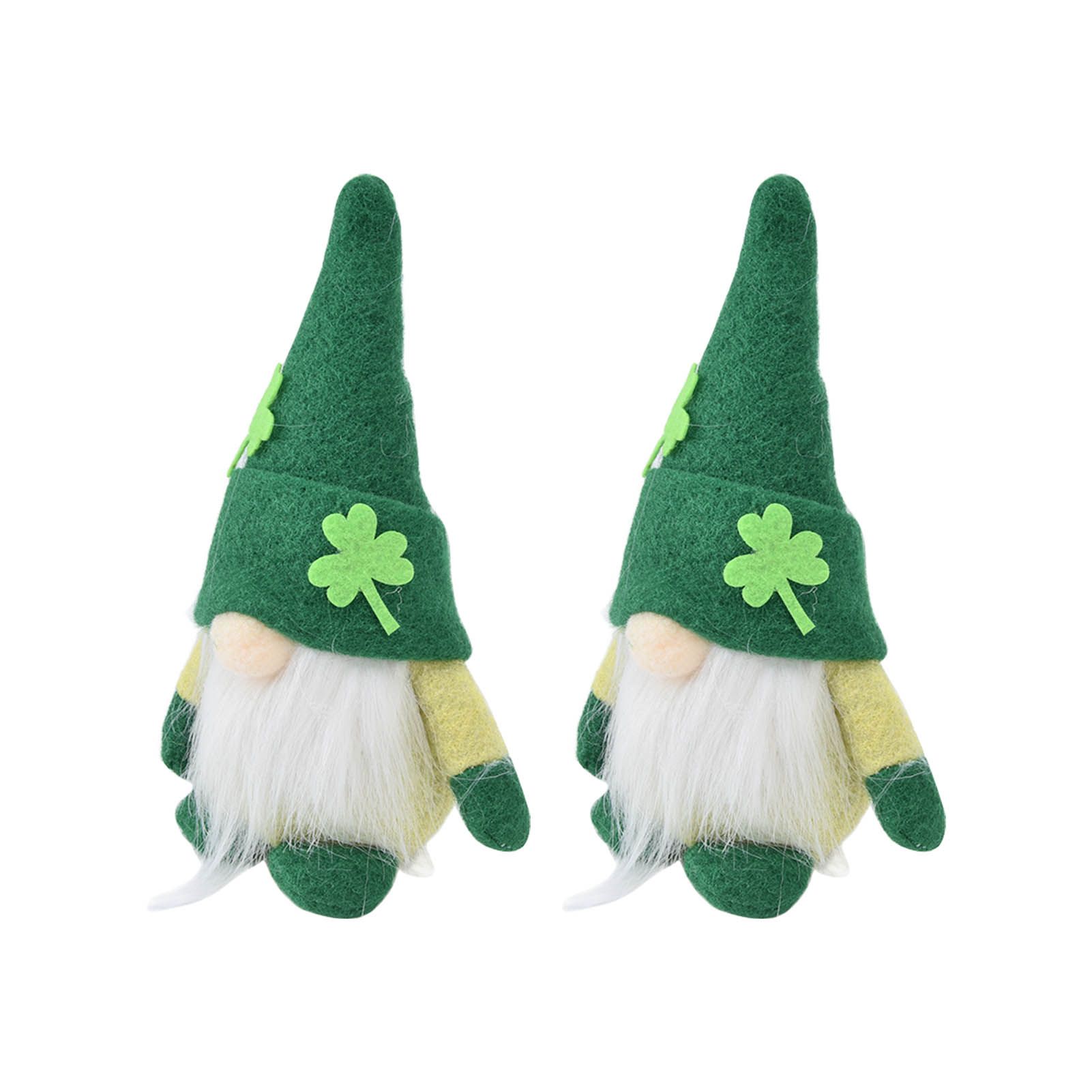 2pcs Gnomes Doll Handmade Cute Faceless Green Hat St. Patrick's Day Ornament Plush Dwarf for Sofa Dining Table