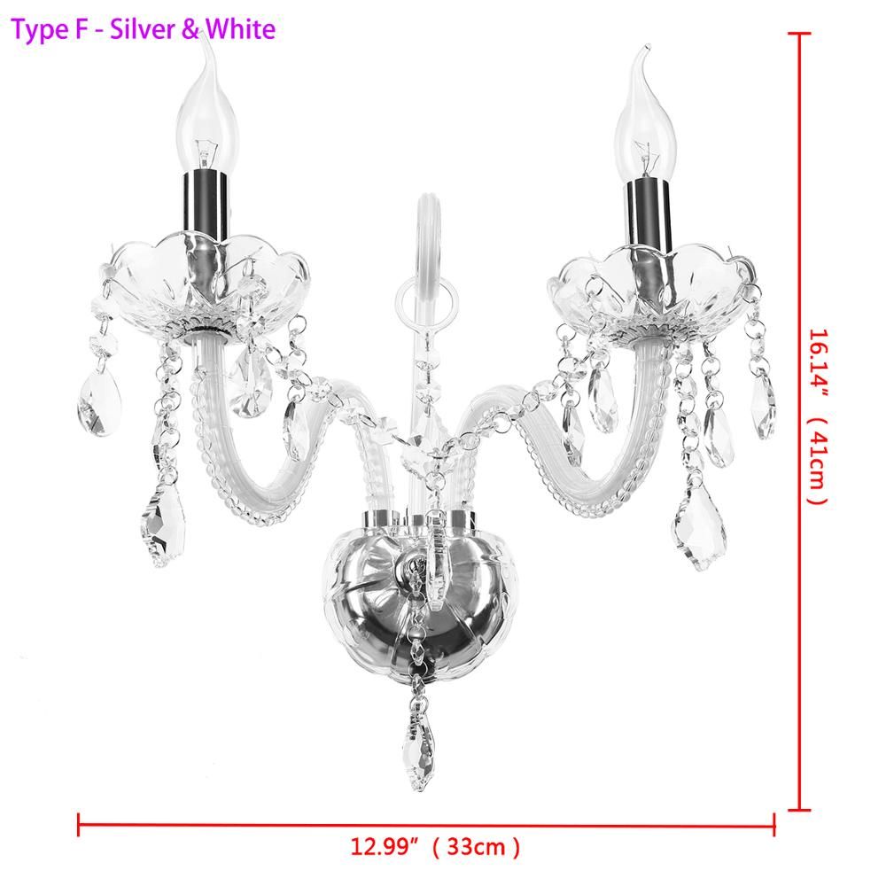 Modern Crystal Wall Lamp 2 Arms K9 Crystal Glass Wall Light for Bedroom Hallway Entry Home Indoor Lighting Decoration