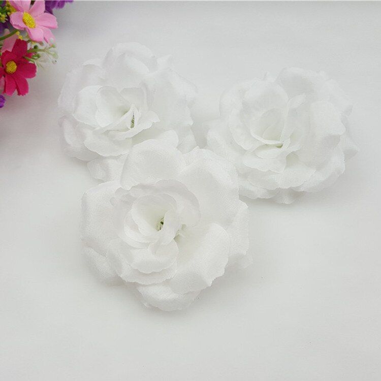 10pcs/lot 8CM burgundy Artificial Flowers Heads Big Rose Flower Ball Head Brooch Festival Wedding Decoration Flower Silk Flower