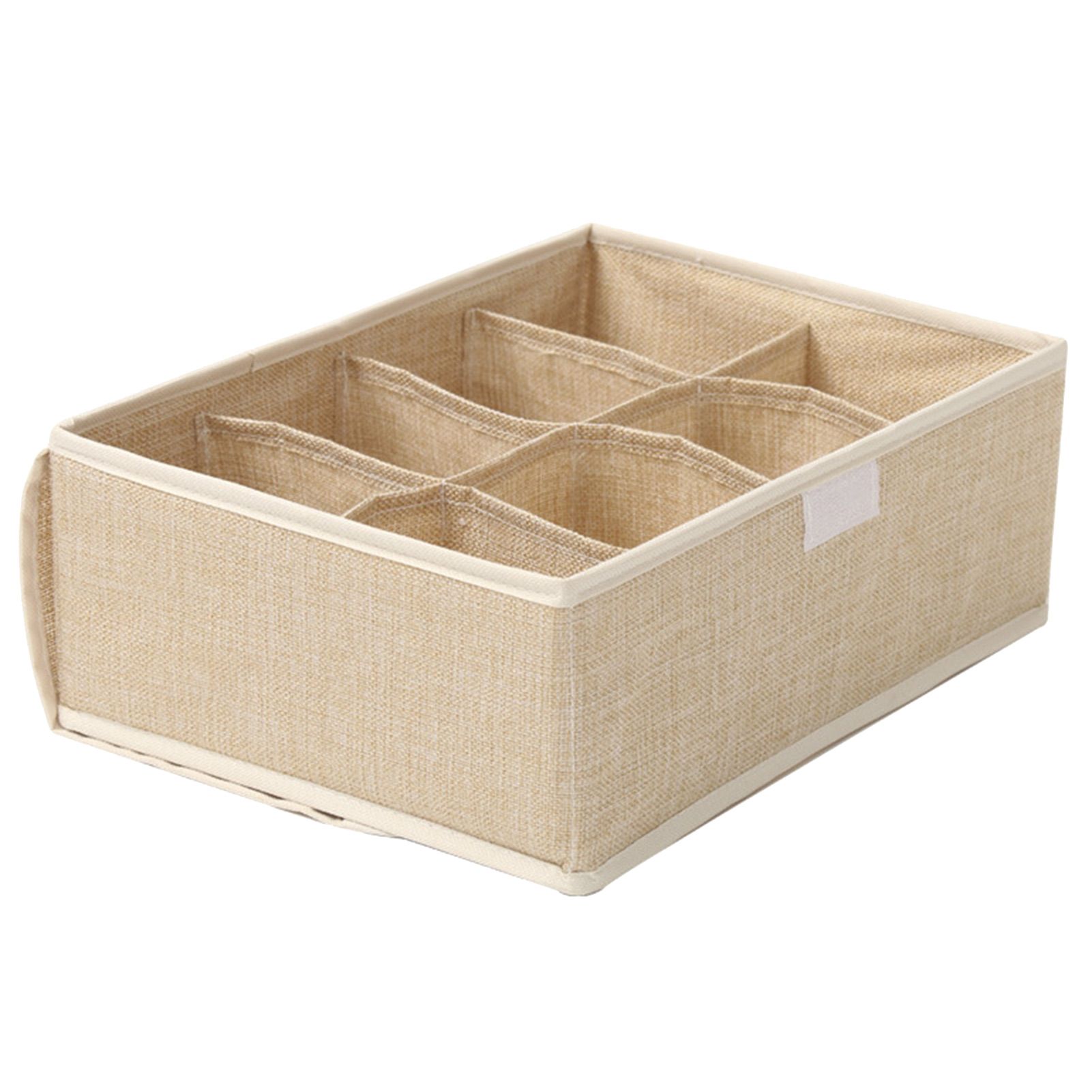 Sock Organizer Large Capacity Wear Resistant Cotton Flax 6-Grids Socks Underwear Organizer Box for Home