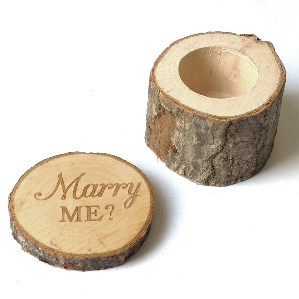 Retro Chic Wooden Wedding Ring Box MARRY ME? Ring Holder Jewelry Gift Box(Withour Ring)