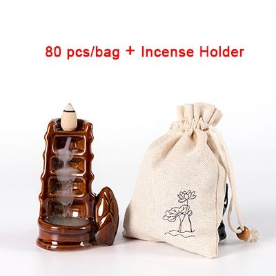PINNY 80 Pcs/Bag Backflow Incense Mixed Natural Scent Colored oke Hollow Incense Room Fragrance Cone Incense Censer Sandal
