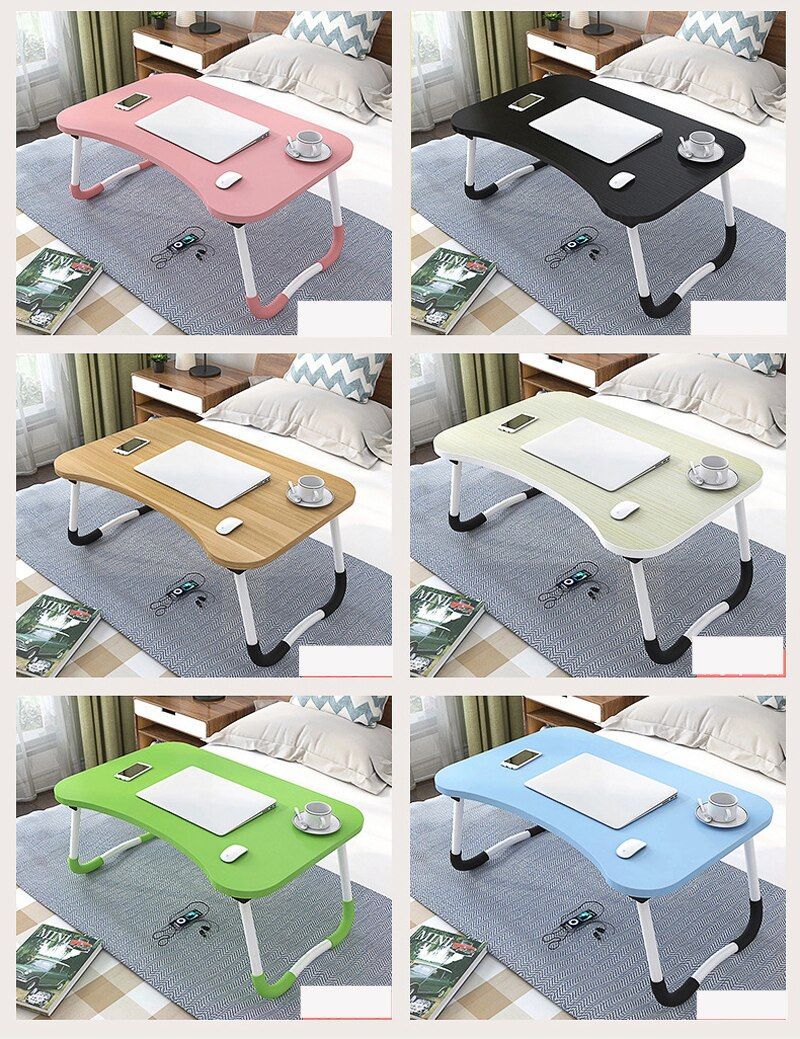Folding Laptop Stand Holder Study Table Desk Wooden Foldable Computer Desk for Bed Sofa Tea Serving Table Stand