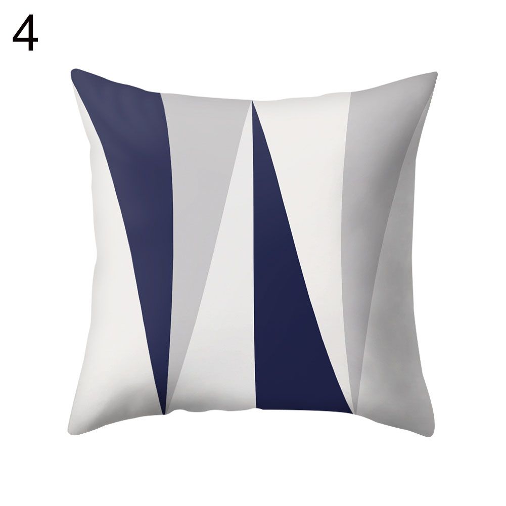 Navy Blue Geometric Pattern Pillow Case Cushion Cover Office Home Sofa Bed Decor