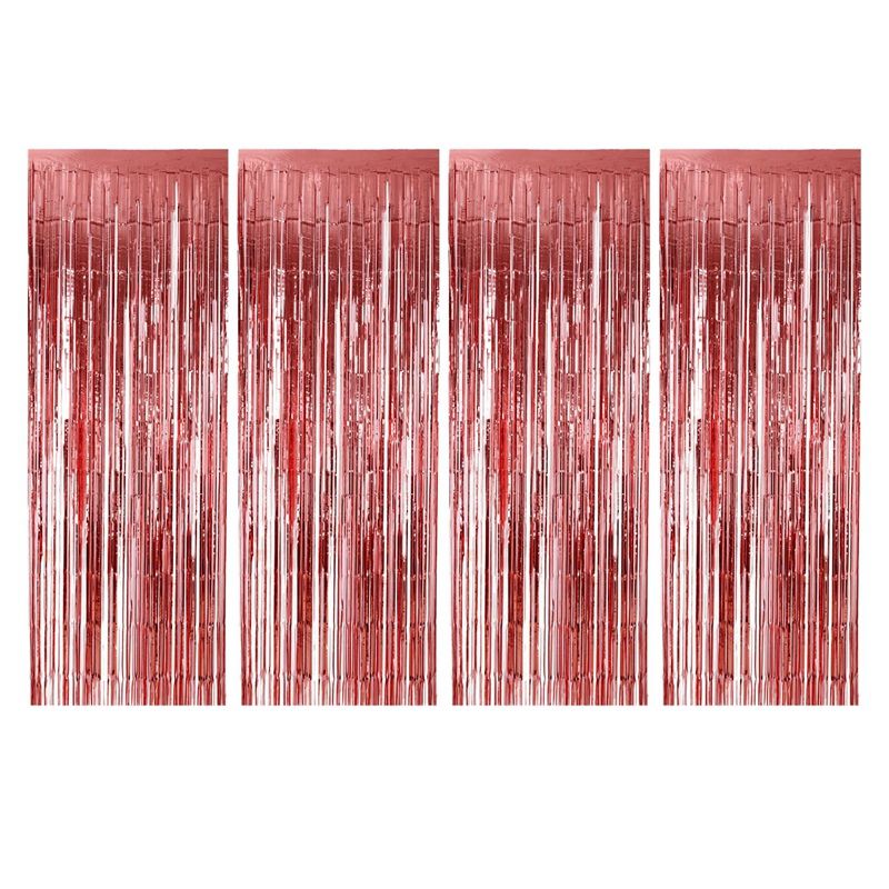 PET Curtain Metal Shiny Curtain Flash Curtain Birthday Wedding Party Christmas Wall Decorations 4 Strips Rose