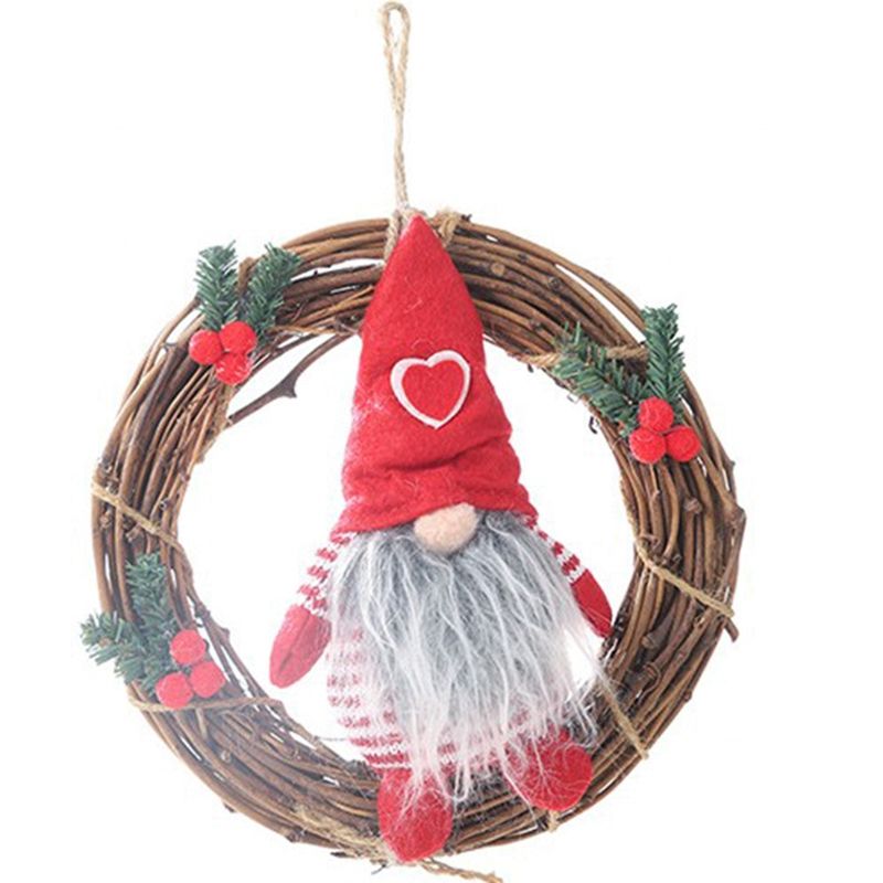 Handmade Swedish ,Plush Brown Tomte Scandinavian Tomte Christmas Decoration Holiday Presents-Red