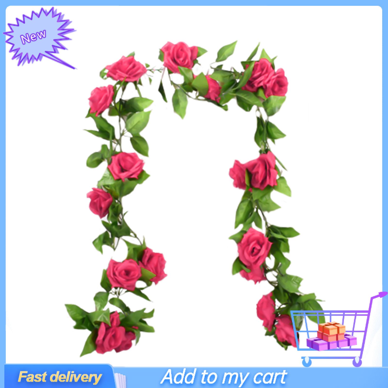 Flower Eye-catching Realistic Looking Plastic Artificial Rose Flower Vine Hanging Decor for Garden
