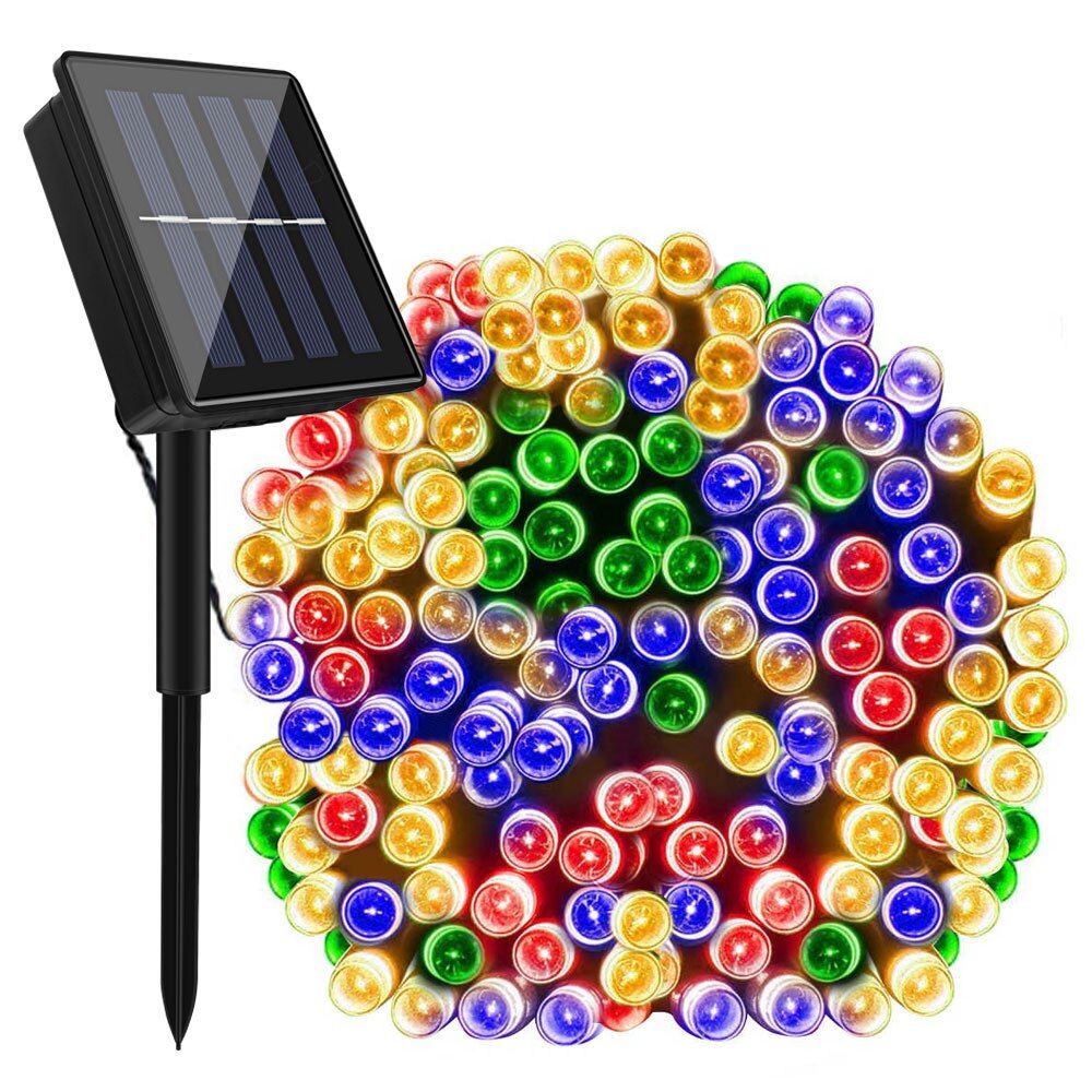 Xmas Solar Led String Lights Outdoor Waterproof Garland Festoon Fairy Lights For Holiday Party Terrace Garden Wedding Decoration--RGB--22M (200 LED)