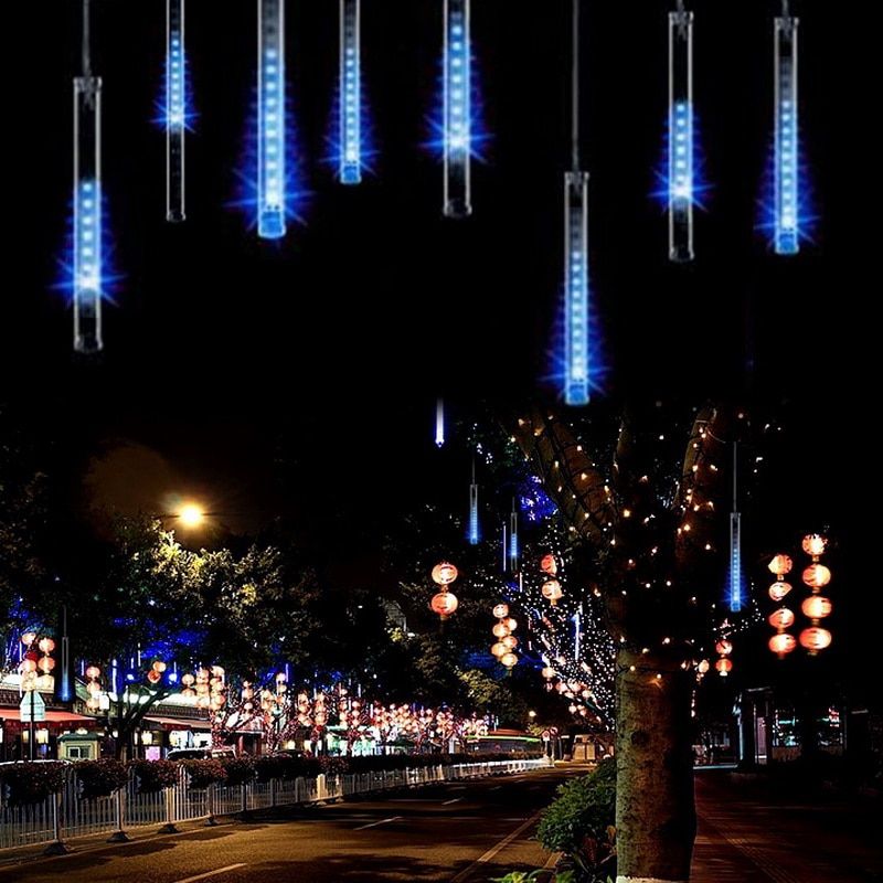20cm Meteor Shower Tubes LED Strip Light Christmas Wedding Garden Decoration--white--