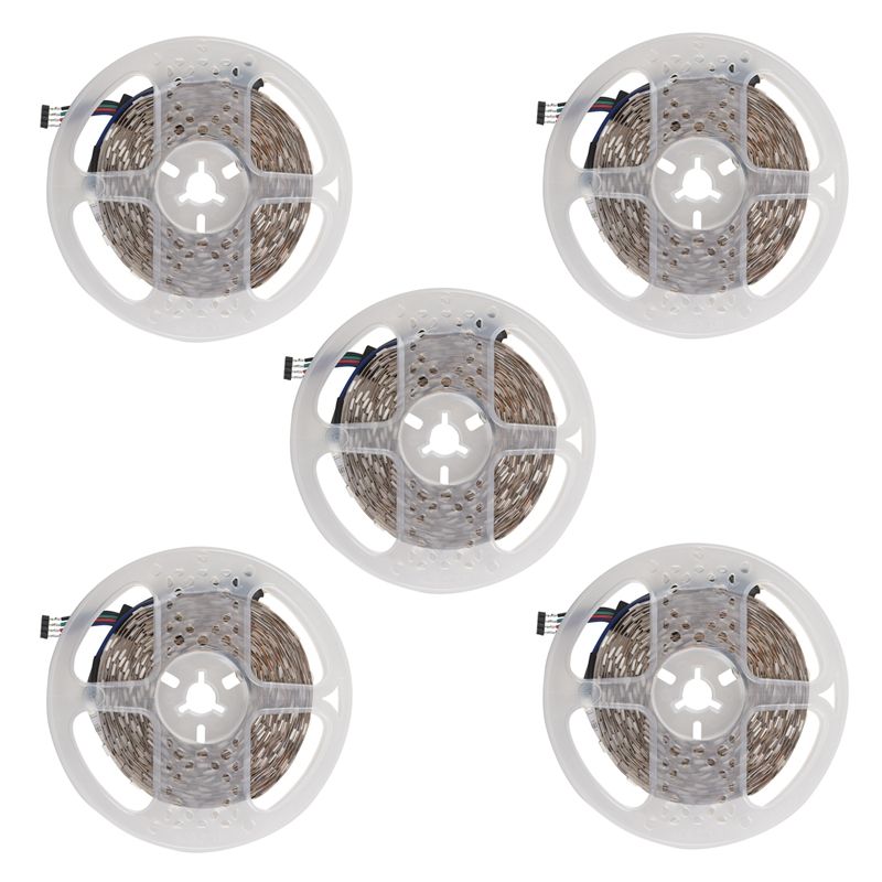 5Pcs 5M RGB 300 5050 LED Flexible Light Strip Non-Waterproof DC12V