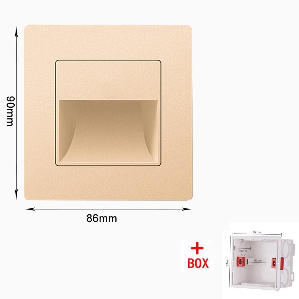 Sensor Recessed Light for Step&Stair Foyer Aisle Corridor Room Bedside Switch Control Wall Night Lamp Metal plate 86 Box