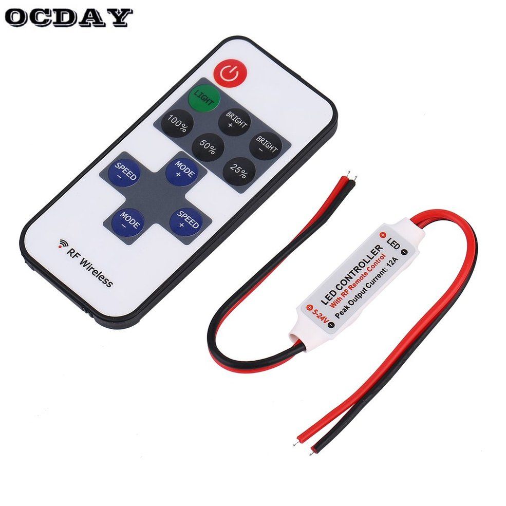 MA 12V RF Wireless Remote Switch Controller Dimmer for Mini LED Strip Light-white & black