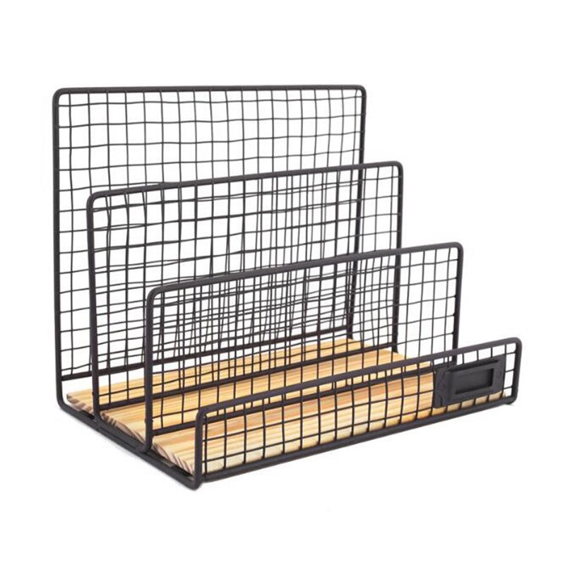 Storage Rack Iron Wire Three Grid Book Stand Information Letterhead Correspondence File Rack Storage Rack Desktop Finishing Rack