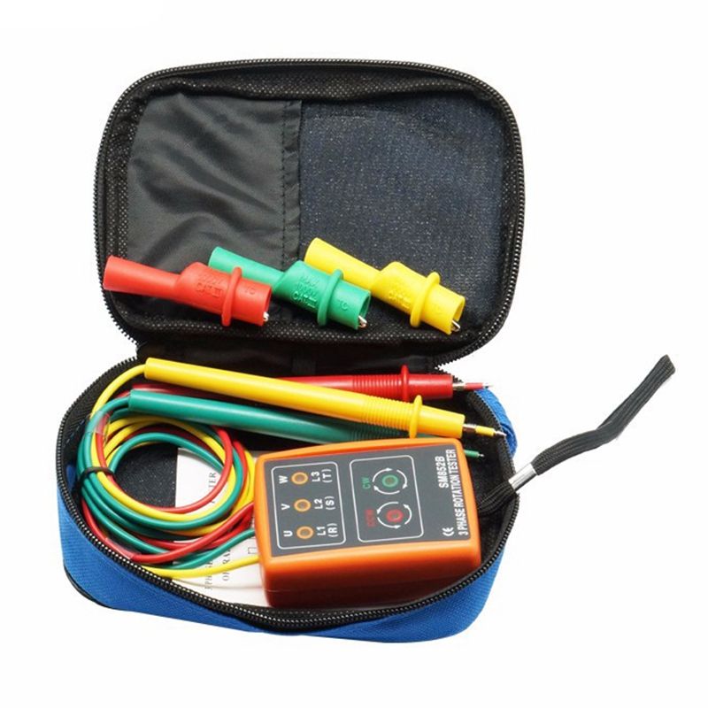 Individual  3 Phase Sequence Rotation Tester Indicator Detector Meter LED Buzzer with Portable Pouch TD-LED02
