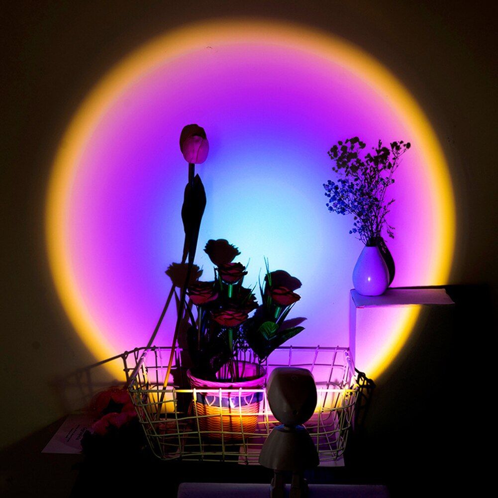 INS Robot Sunset Projector Lamp Rainbow Atmosphere Led Night Light for Home Bedroom Background Wall Decor USB Table Lamp