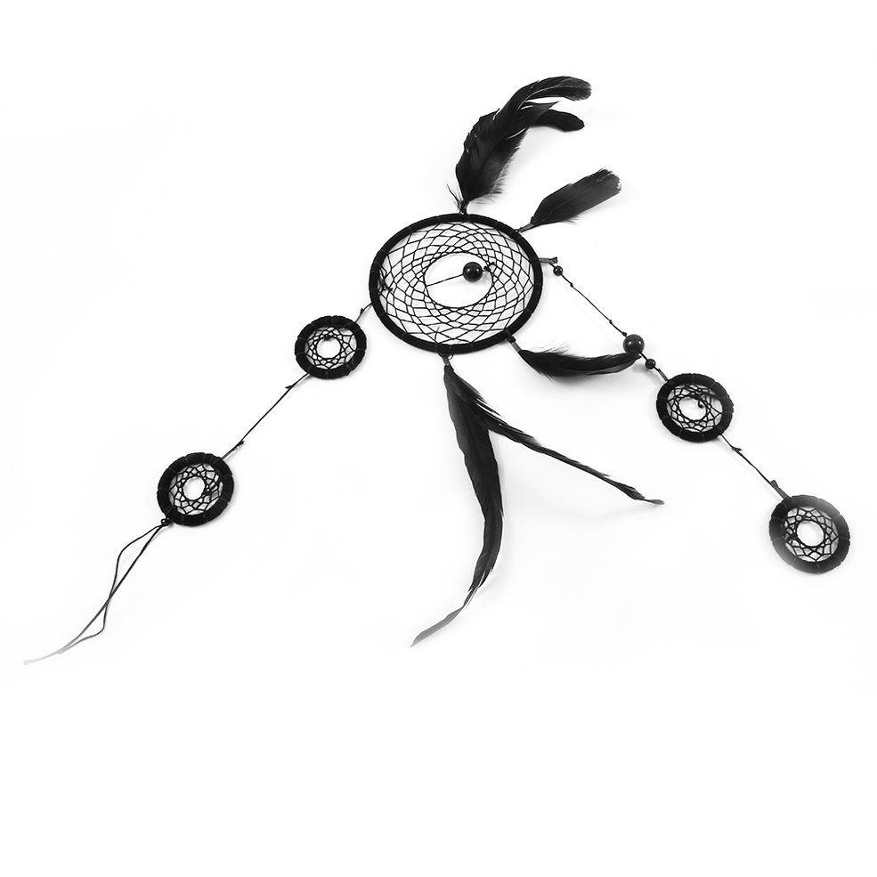 Fiver Ring Dreamcatcher Decoration Black Feather Dream Catcher Wall Hanging