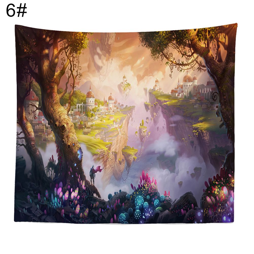 Fantasy Forest Castle Wall Hanging Tapestry Backdrop Decor Bedspread Blanket