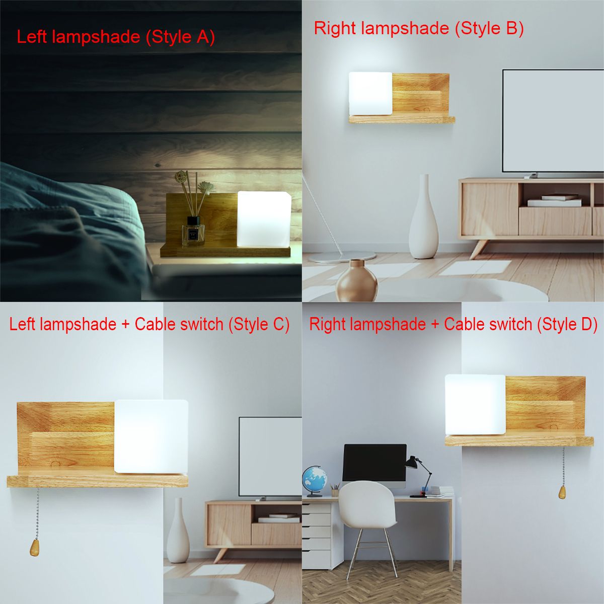 Newest Wooden White LED Lamp Stair Hotel Garden Bedroom Bedside Aisle Wall Light Home