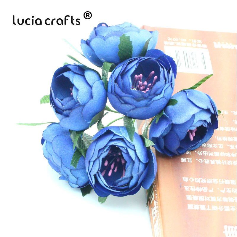 Lucia crafts 6pcs/lot Diameter 45mm Silk Artificial flower Bouquet Mini Flowers For Wedding Party Decoration A0105