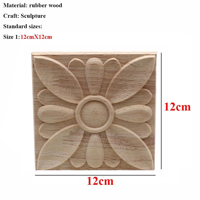 Vintage Unpainted Wood Carved Decal Corner Applique Frame For Home Furniture Wall Cabinet Door Decorative Wooden Miniature Craft