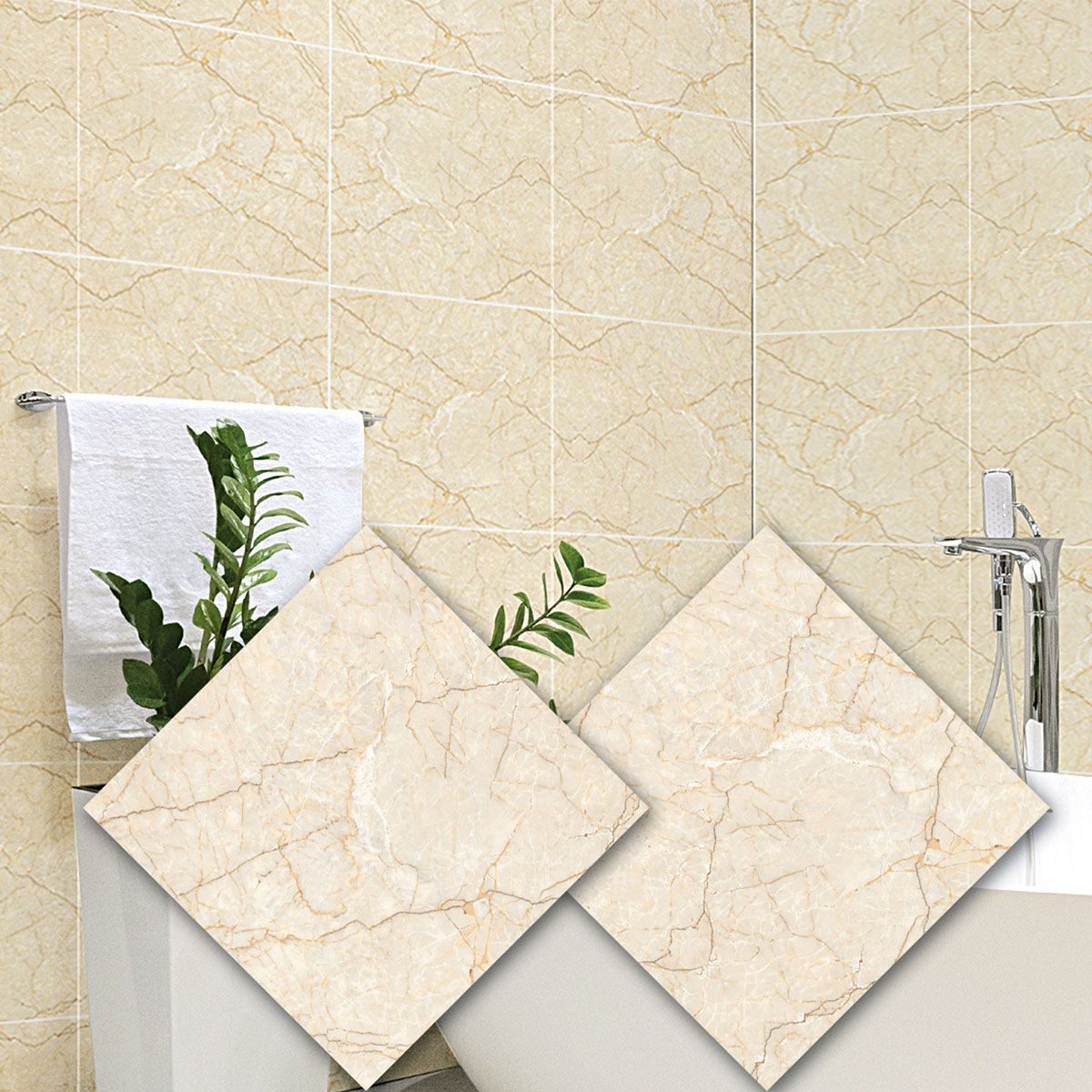 Decor Living 10Pcs/2Pcs --DIY Waterproof Wallpaper Removable Marble Wall Sticker Tile Brick Self-adhesive Home Wall Decor GiftsYellow