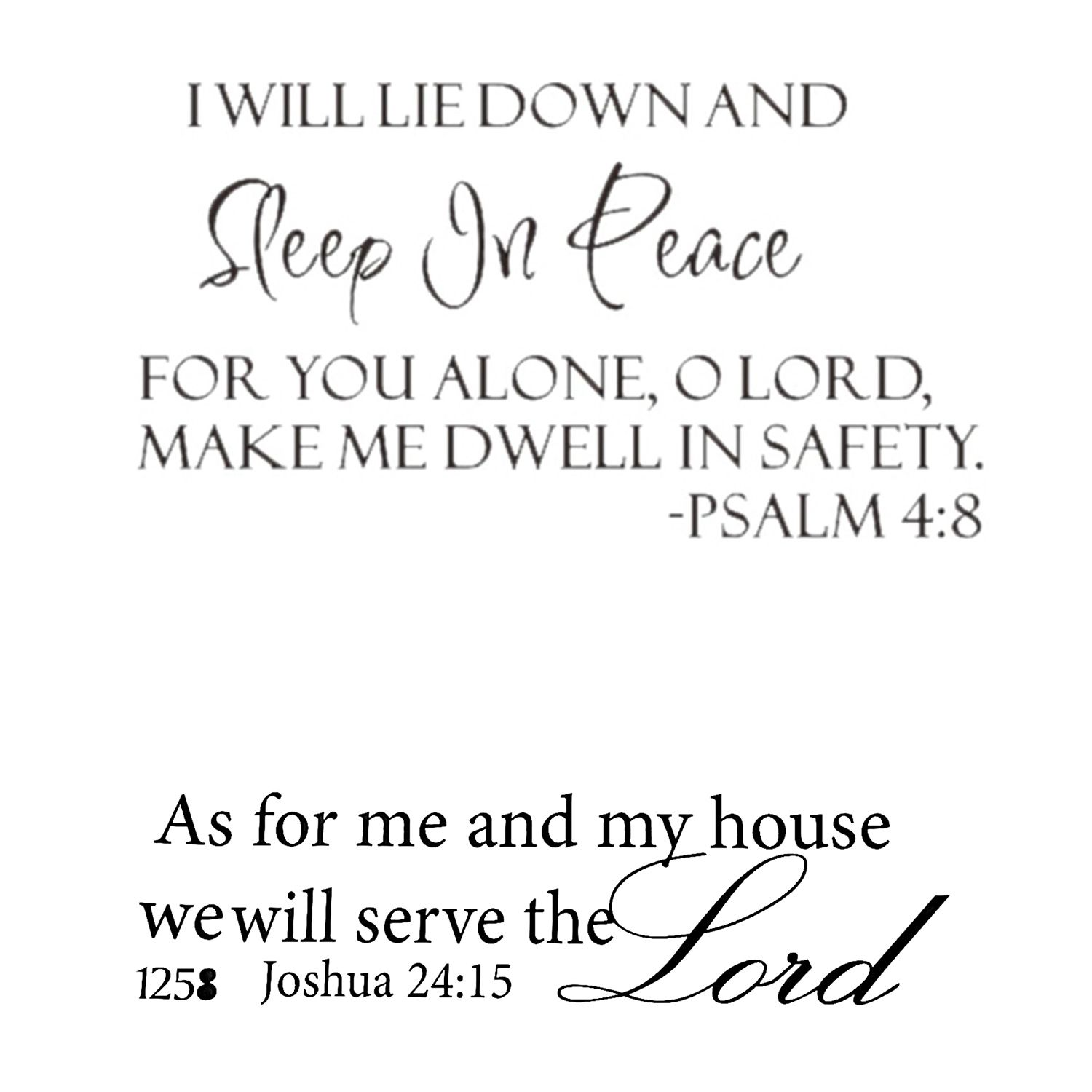 Individual As for Me and My House Serve the Lord Wall Decal PVC Sticker Christian & Sleep in Peace Psalm 4:8 Bible Verse Lettering Wall Decal Decor Quote Inspire
