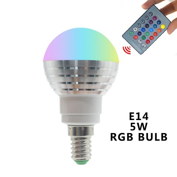 1Pcs 5W RGB Decoration LED Bulb E27 E14 GU10 AC110V 220V MR16 DC12V LED lamp with 24keys Remoter Dimmer Colorful Night lighting