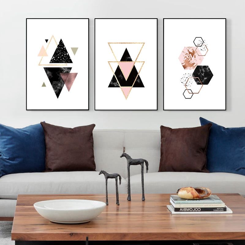 3 pcs/set Nordic Decoration Geometric Wall Art Canvas Painting Posters decoration Canvas Art Wall Pictures （Unframed）21cm x 30cm