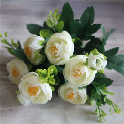 H-Q Fall Vivid Peony Silk Flower European 1 Bouquet Artificial Flowers Fake Leaf Wedding Home Party Decoration