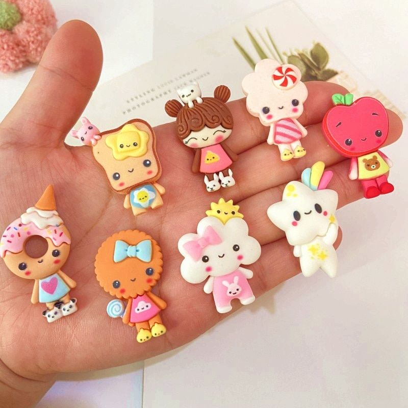 Big Funny Food Cookies  Desserts Girl Resin Figurines Miniatures Planar Home Decoration DIY Crafts Supplies 10Pcs