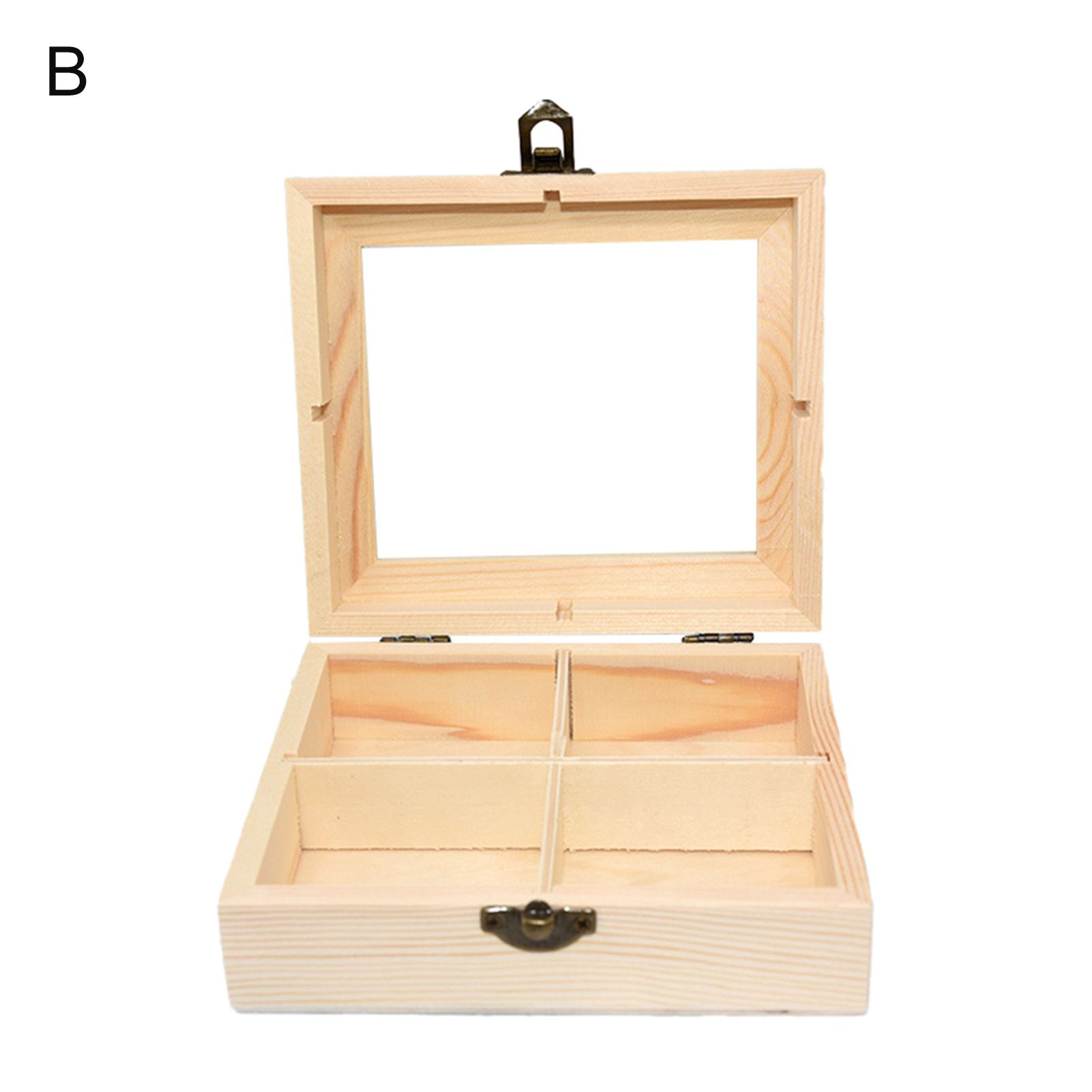 Collection Box Prtical Unpainted Wooden Jewelry Box DIY Storage Chest Treasure Case