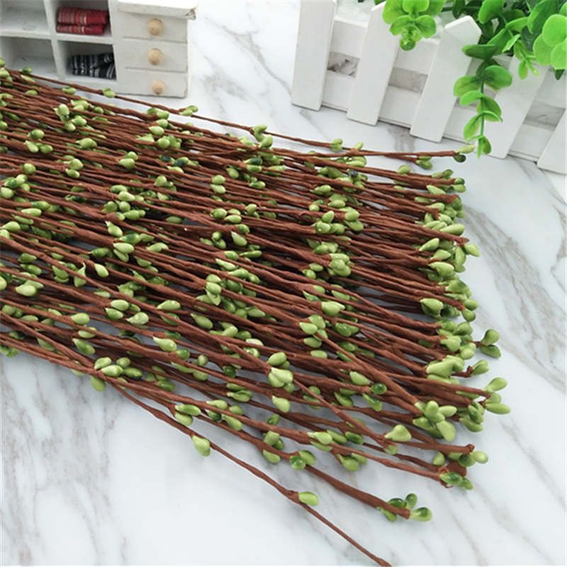 10unids paper wrapped line branch artificial dry flower buds with mini pears, 60cm DIY material wreath