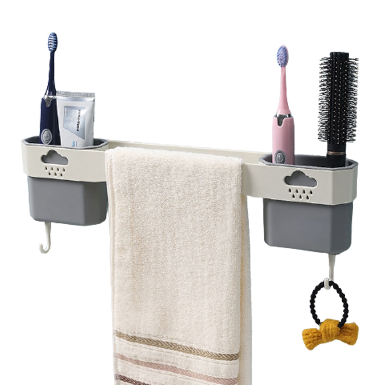 Towel Holder Punch Free Towel Shelf with Mini Storage Box