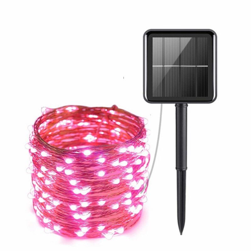 Outdoor Solar String Lights 1/2 Pack Waterproof Solar Powered Fairy Lights 8 Modes Solar Copper Wire Fairy Lights for Xmas Patio--1Pack-Purple--USB-3M 30LED
