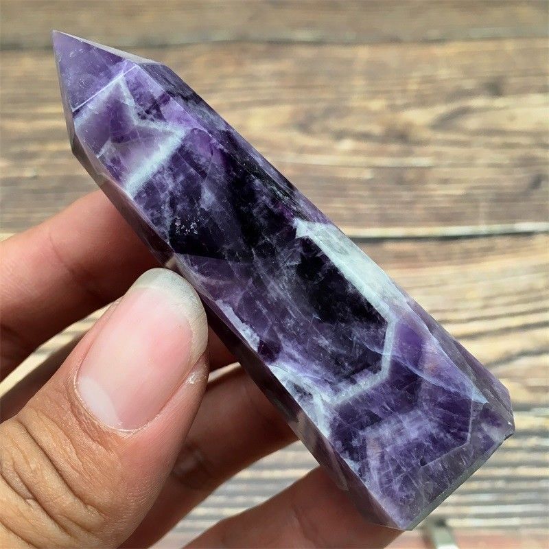 TOP!!! 57g dream Amethyst Quartz Crystal Wand Point Healing Stone for sale