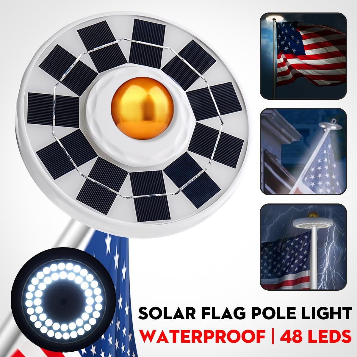 Glogal collection---Solar Flag Pole Light 48 LED Super Bright Night Light For Camping Home Yard Farm