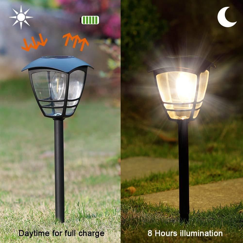 2 PCS Outdoor Solar powered LED Garden Yard Bollard Pillar Light Post Lamp Black - intl