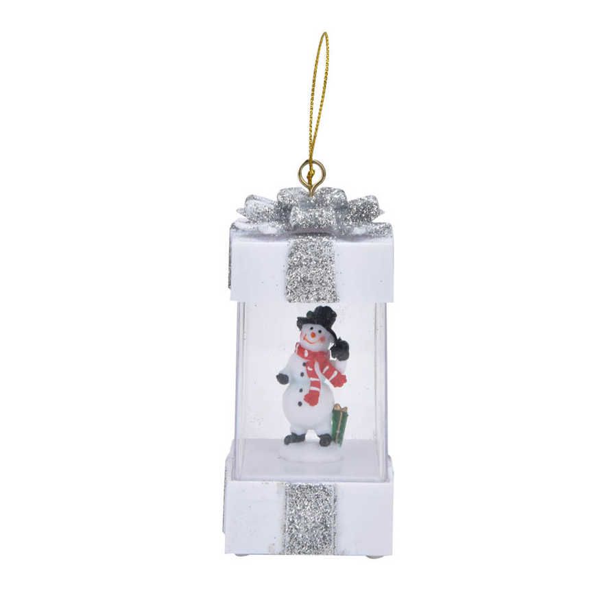 Christmas Ornament Lanterns 4.7inch Snowman Scene Hanging Operated Lighted Lamp Mini LED Desk Decorative Lantern