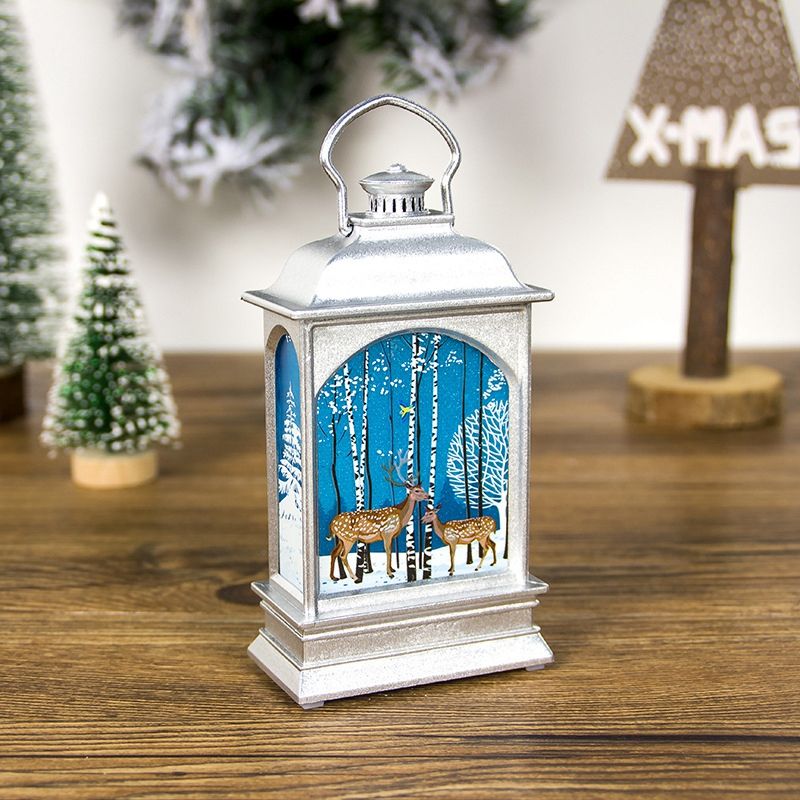 2 Pcs Set Christmas Light Decorations Craft Home Decor Hanging Pendant Creative Small Wind Lamp Ornament Painted Lights Silver