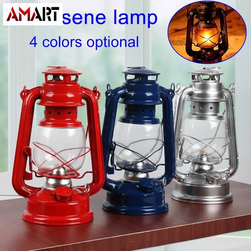 Retro Classic Kerosene Lamp 4 Colors Kerosene Lanterns Wick Portable Lights Adornment
