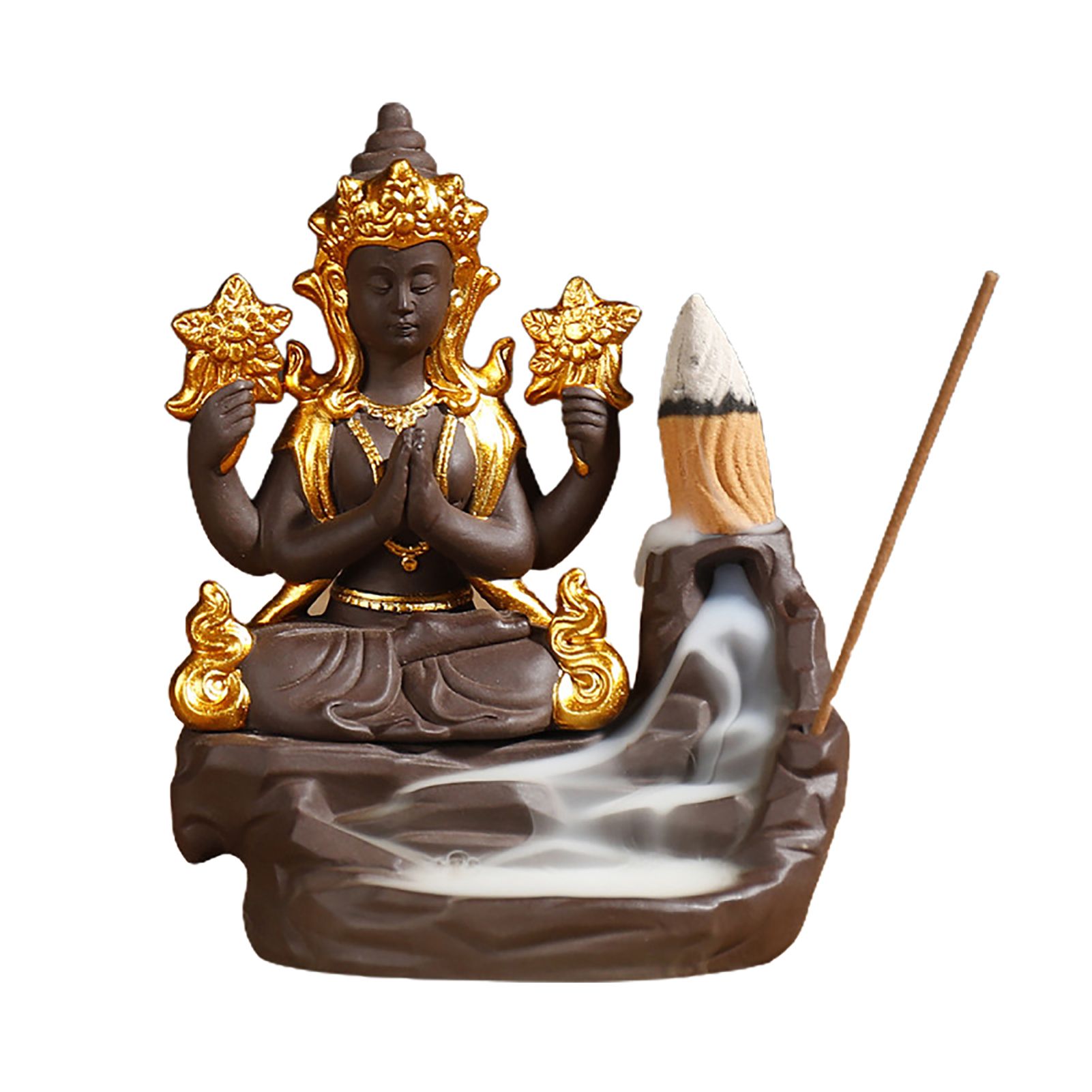 Creative Indian Buddha Smoke Backflow Incense Burner Handicraft Home Decoration