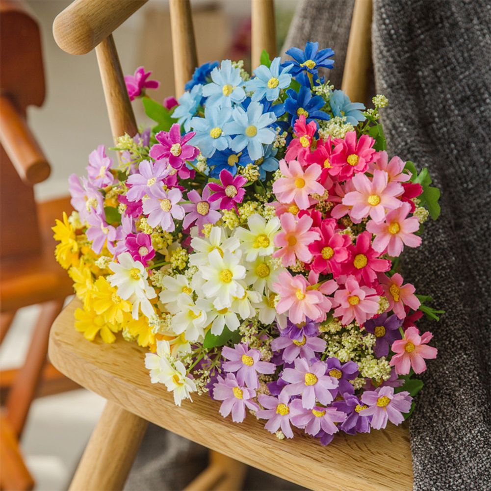 33cm 28 Heads Daisy Artificial Flower Bouquet Silk Cloth Home Wedding Decoration Diy Craft Flowers